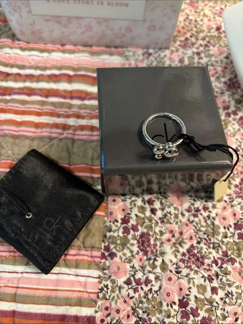 Calvin Klein NWT Fidget Spinner Sterling Silver Bubble Ring. Size - 8.5-9 - Picture 3 of 4